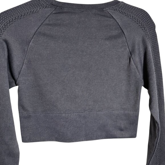 Offline By Aerie Long Sleeve Ribbed Cropped Top M Black NWOT - Picture 2 of 6